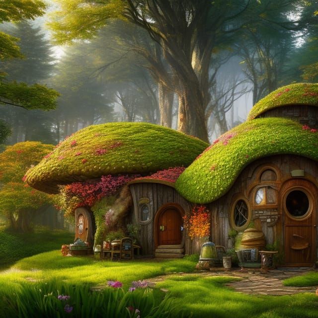 Whimsical Mushroom House Concept Art