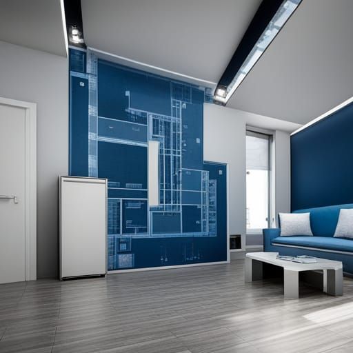 Blueprint of floorplan large house, drawing technical, cyano...