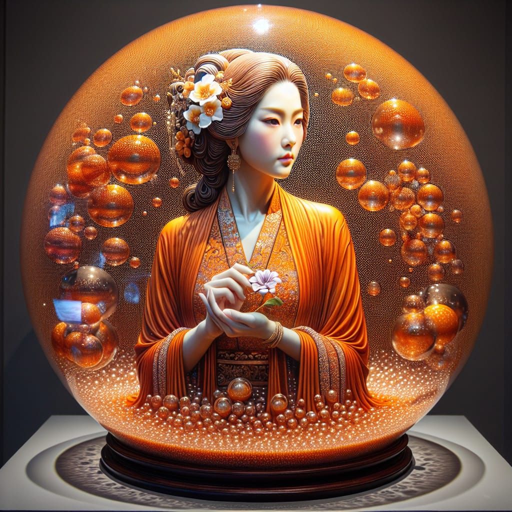 Asian Woman in Bubbles: A Fine Art Showpiece