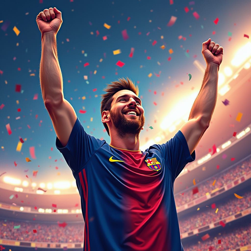 Soccer Star's Triumphant Victory: A Futuristic Celebration