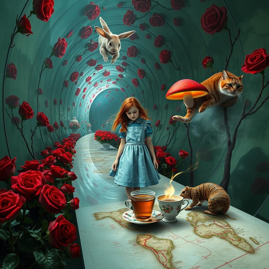 Surreal Tea Party in Wonderland