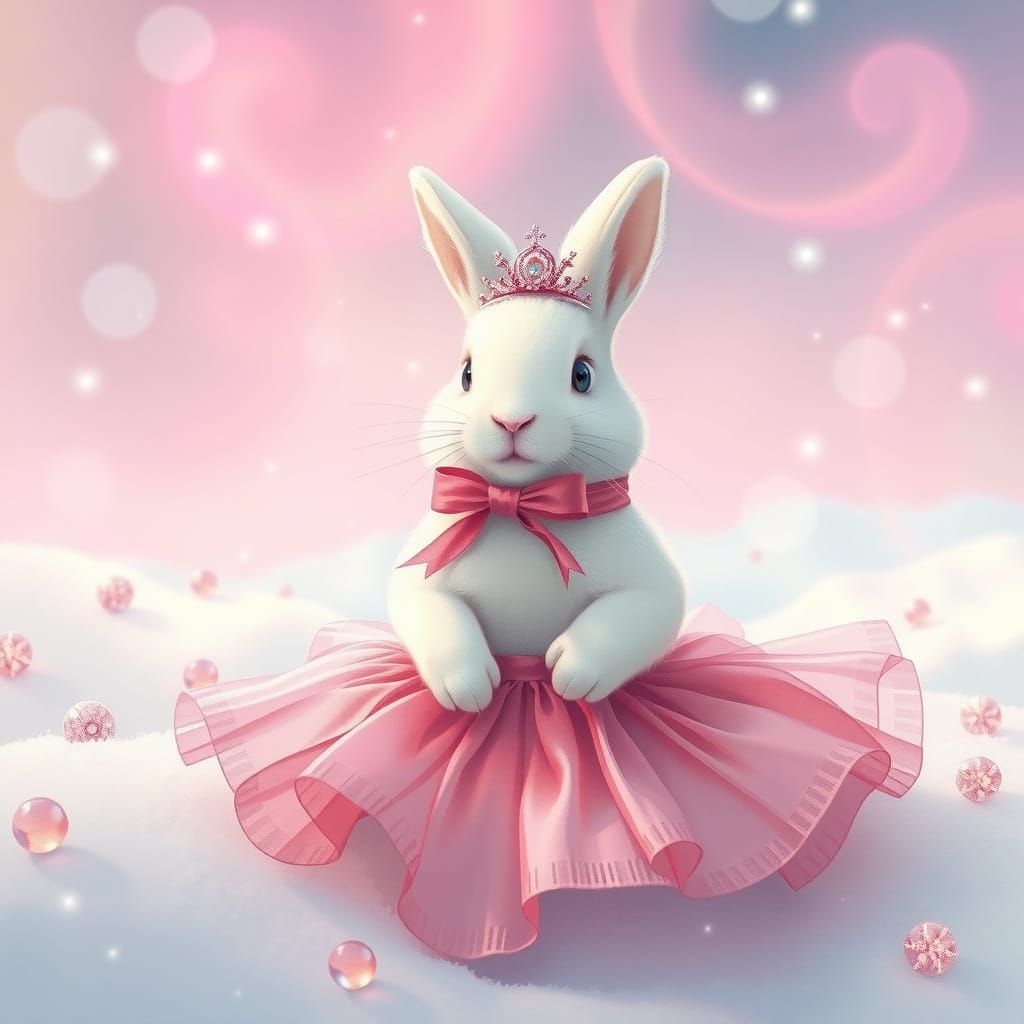 Enchanted Snow Hare in Whimsical Wonderland