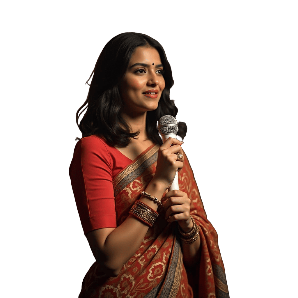 Confident Indian Female Comedian Shines on Stage