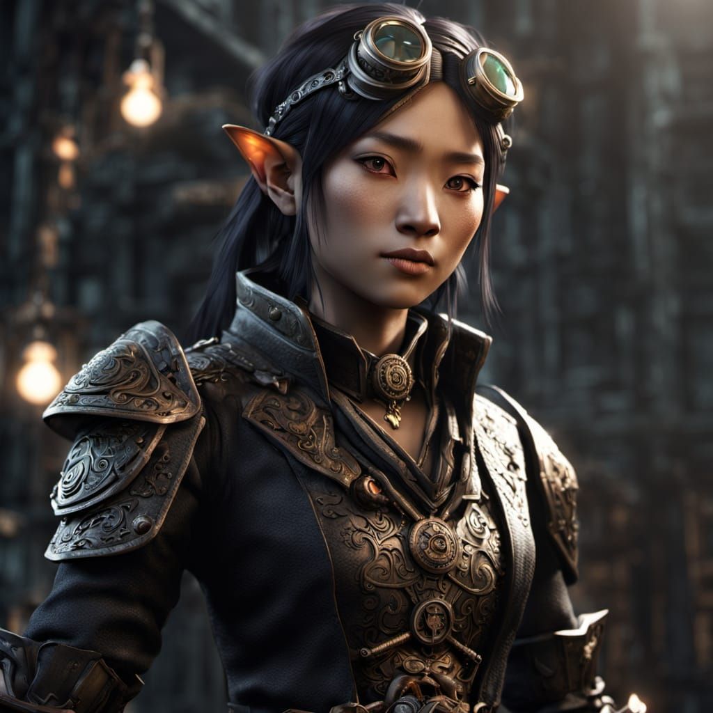 Steampunk Elvish Warrior with Volumetric Lighting