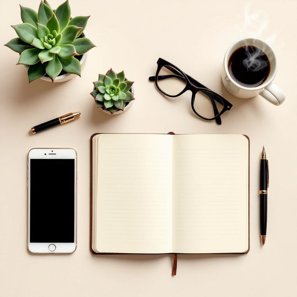 Tidy Workspace Flatlay Digital Painting with Soft Light