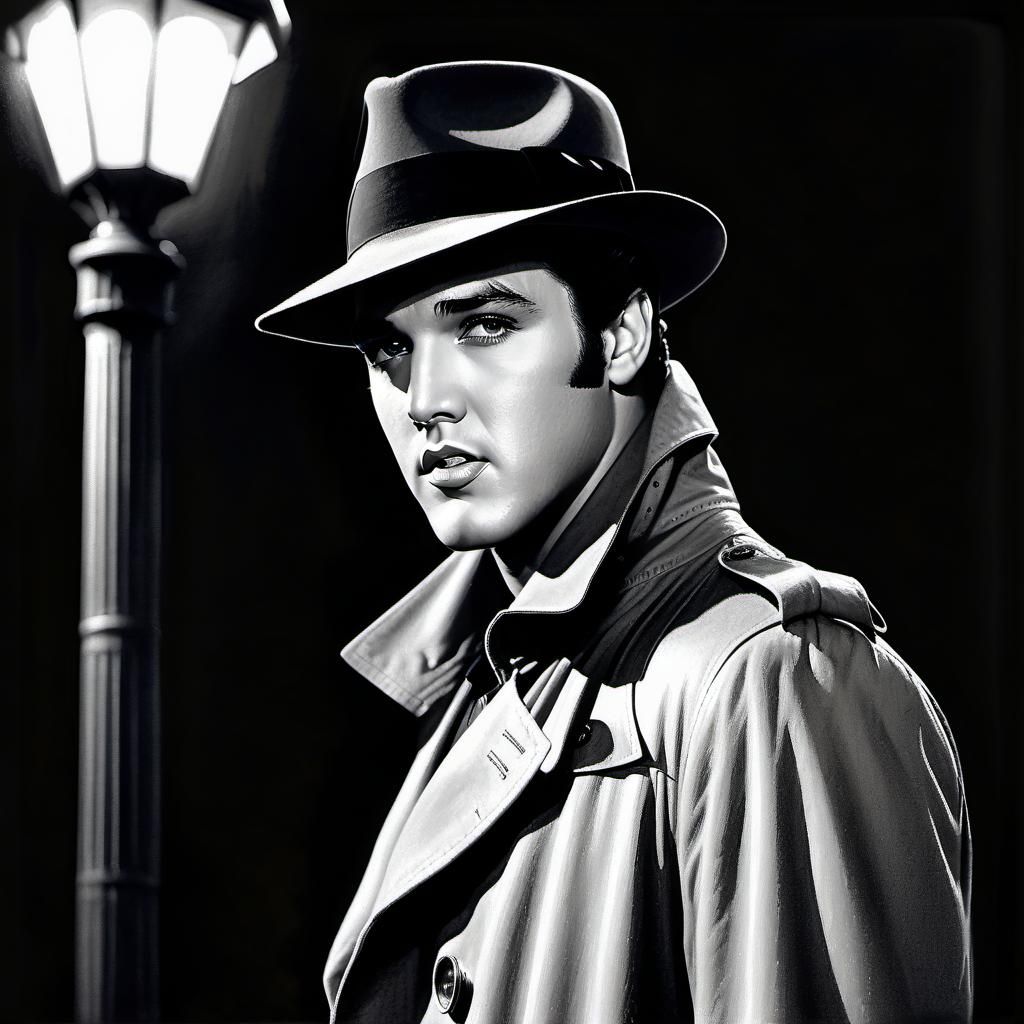 Elvis Presley in Film Noir Portrait