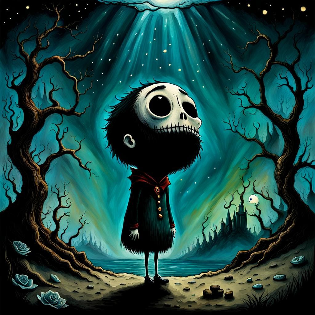 Boy in Surreal Emotional Landscape