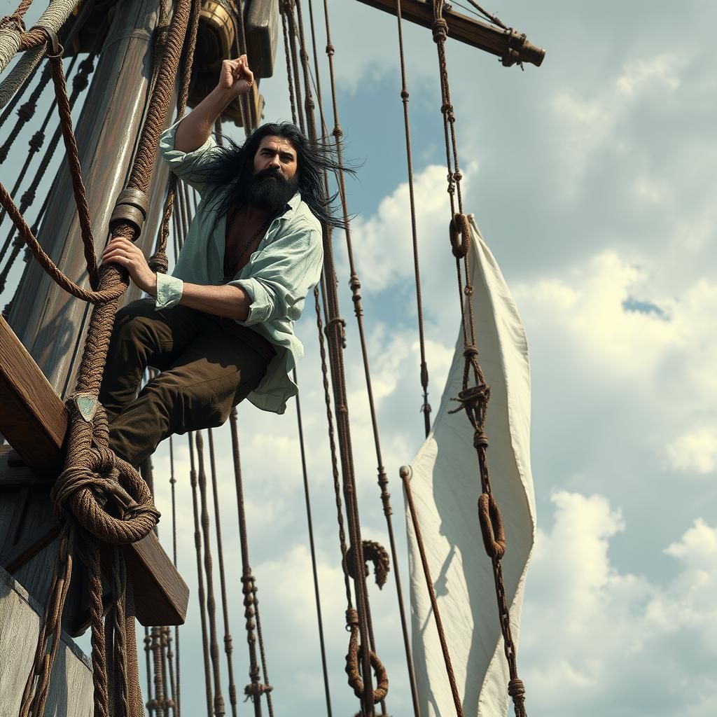 Sailor Ascending Rigging: Fantasy Concept Art