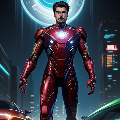 Finn Wittrock as Iron Man in Heroic Metallic Armor