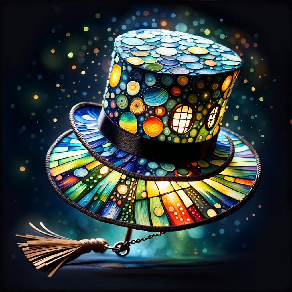 Intricate Firefly Glass Hat in Afremov Style