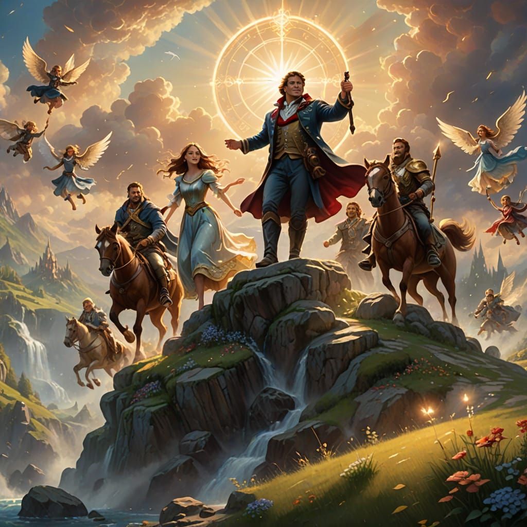 Ten Lords Leap Through Ethereal Clouds in Divine Light