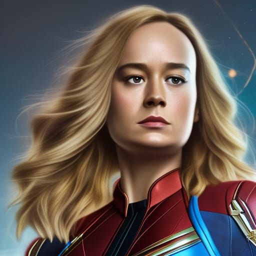 Captain Marvel: Hyperrealistic Digital Illustration in 8k