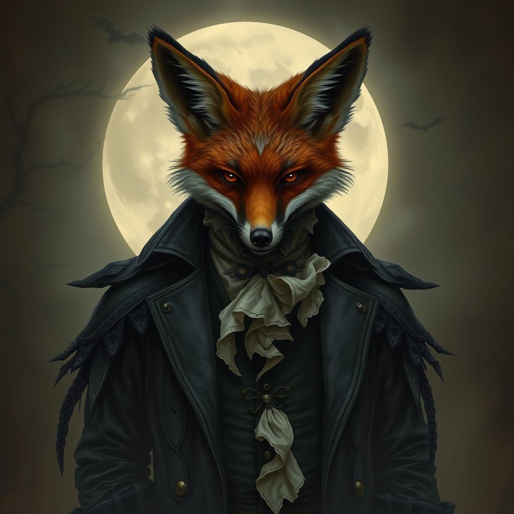 Mysterious Victorian Fox in Gothic Digital Art