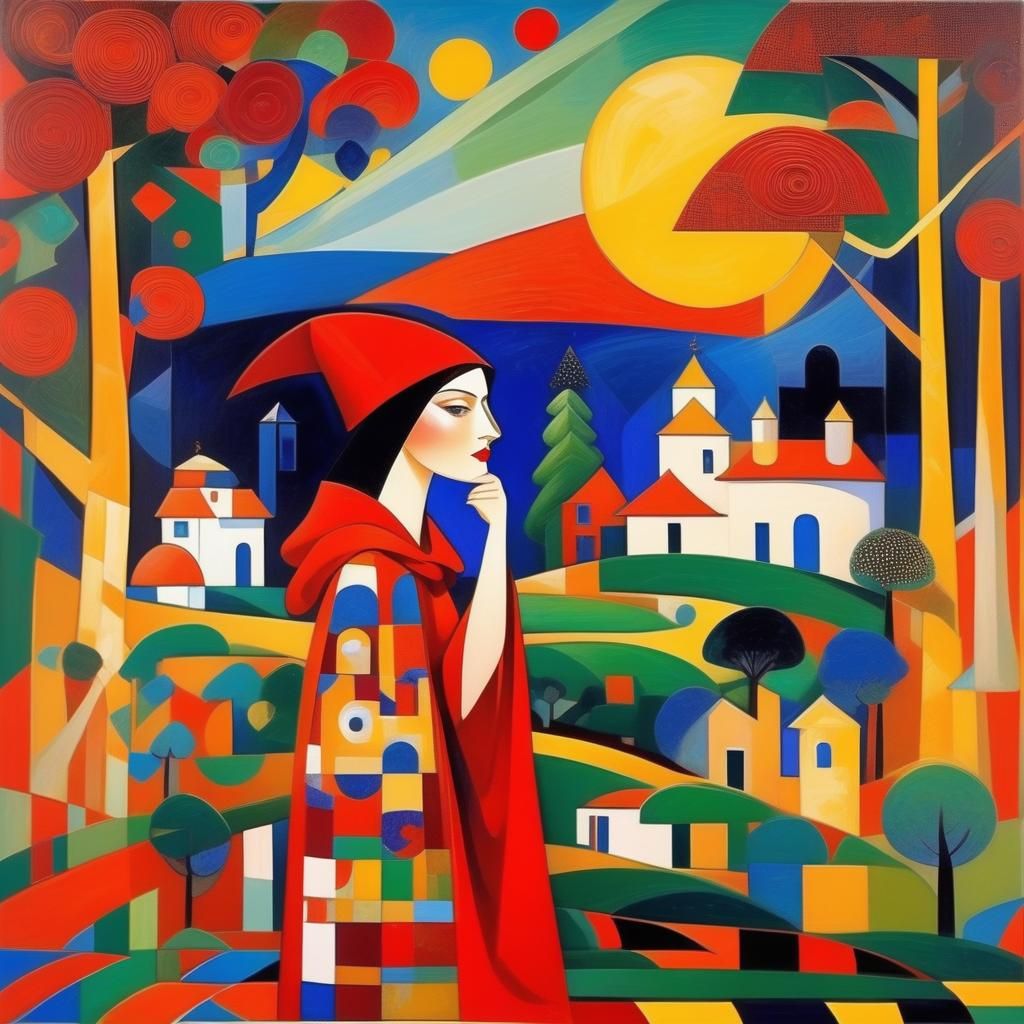 Little Red Riding Hood in Klimt Style
