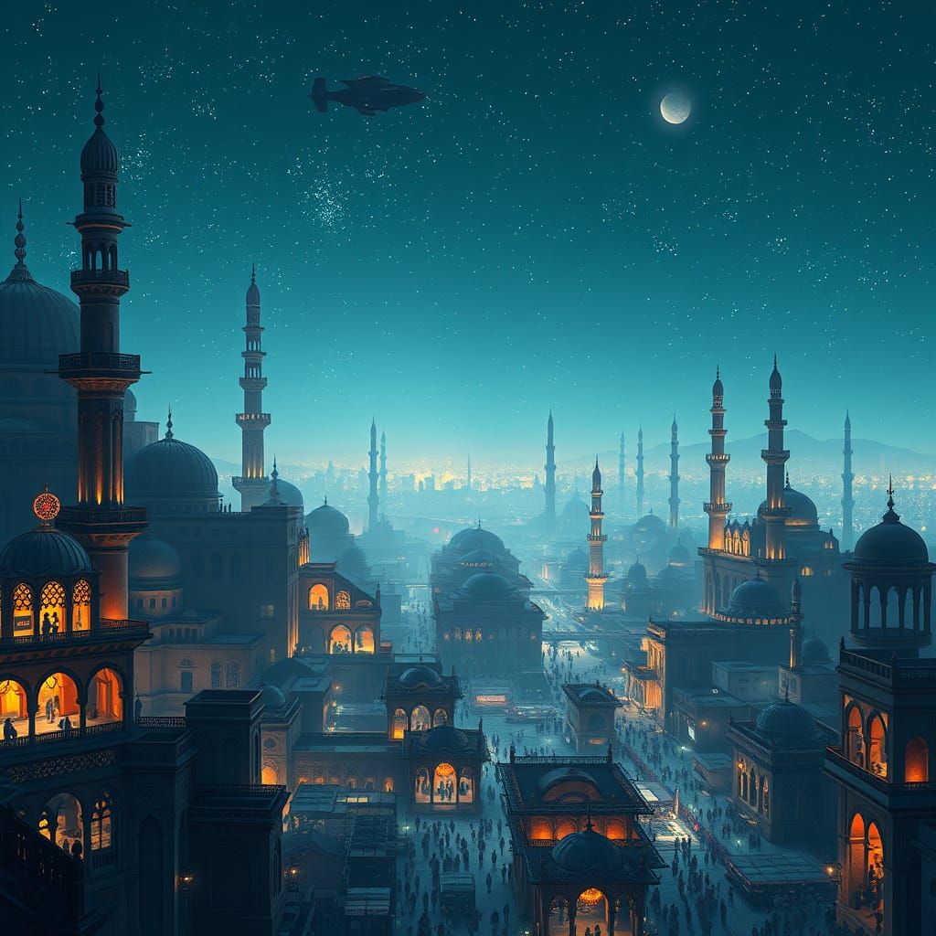 Epic Arabian Cityscape at Night