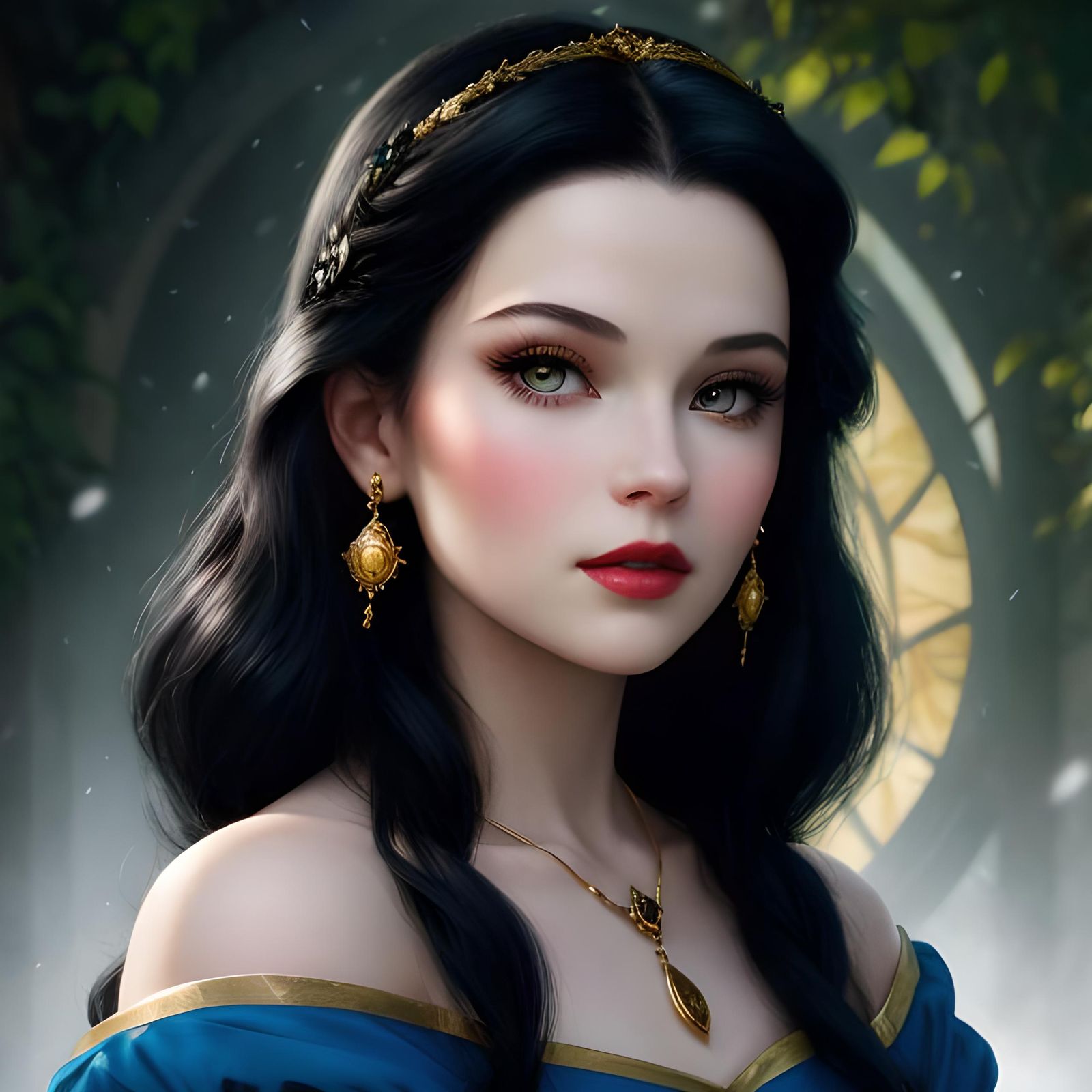 Enchanting Princess Snow White Portrait in Noir Style