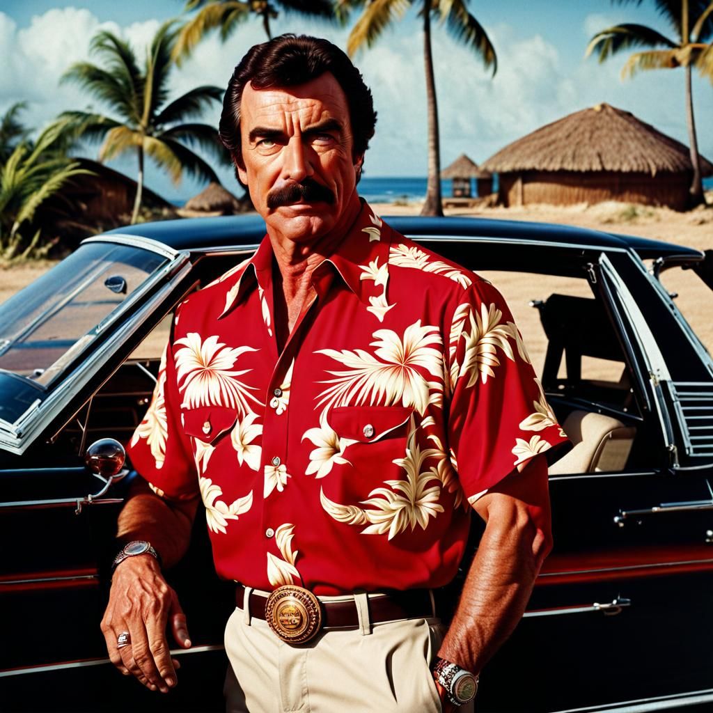 Hyperrealistic Portrait of Man in Hawaiian Shirt