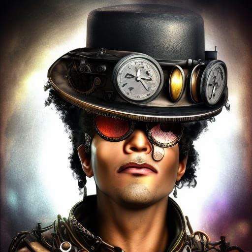 Steampunk Michael Jackson Hyperrealistic Portrait