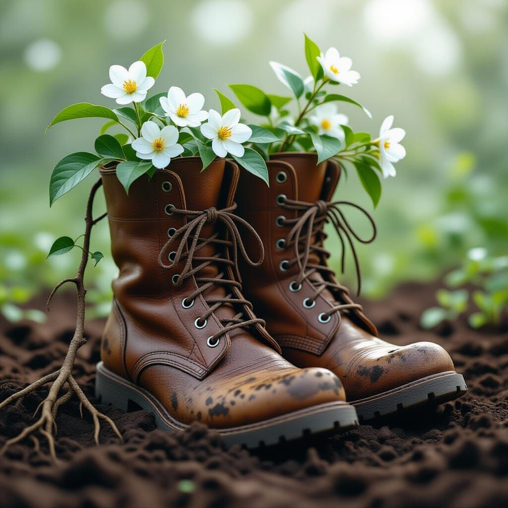 Jasmine Tendrils Enveloping Worn Leather Boots