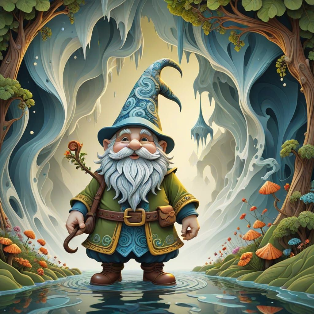 Abstract Gnome with Fractal and Gouache Details