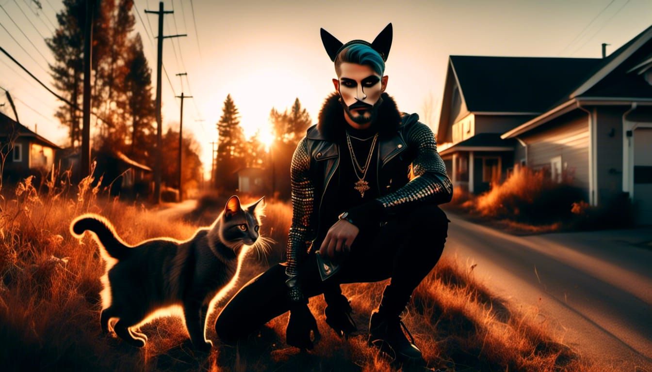 Glamorous Male Character in Latex Outfit Portrait