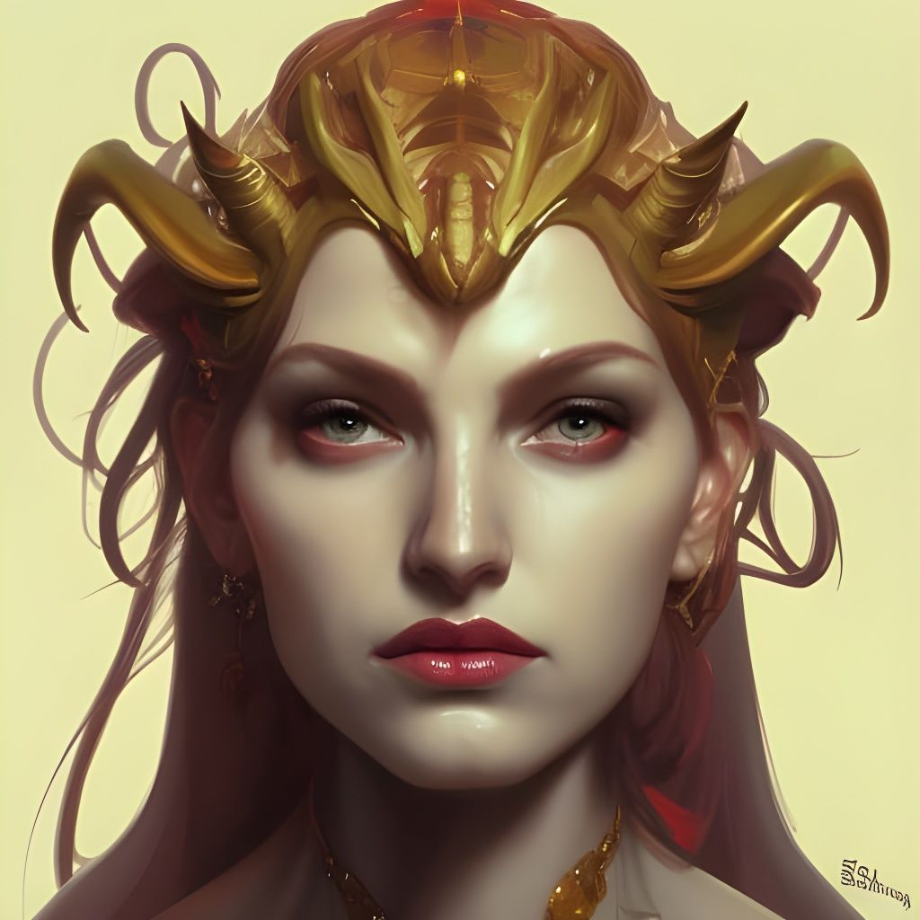 Queen Devil Portrait in Hyperdetailed Concept Art