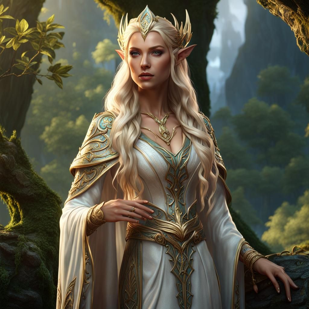 Elven Queen Portrait in Digital Art Style