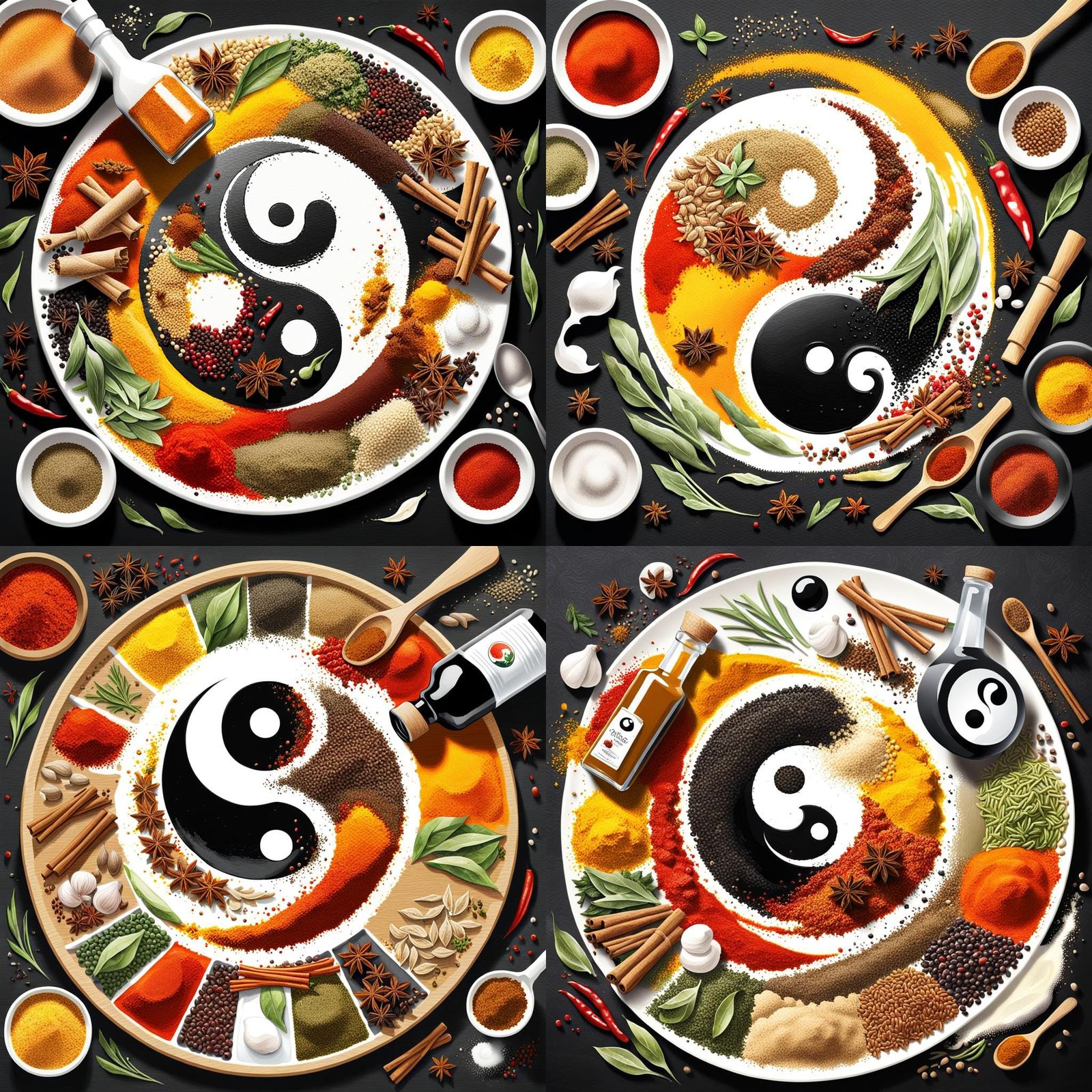 Yin Yang Spice Seasoning: Photorealistic Matte Painting