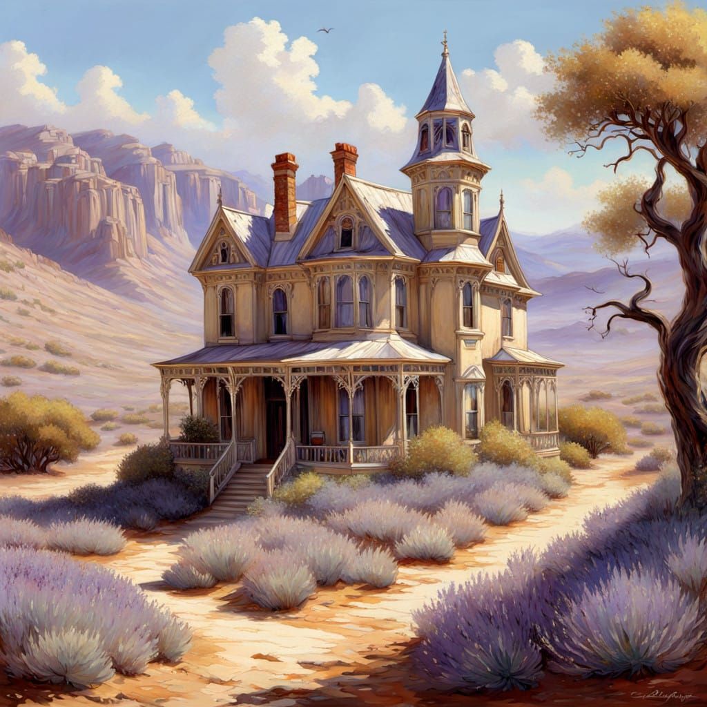 Ethereal Victorian Estate in the Desert Landscape