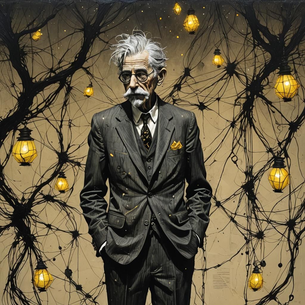 Whimsical Firefly Fantasy World in Folk Art Style