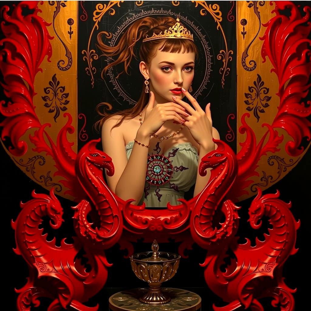 The Great Fire of London in Klimt-Mucha Style