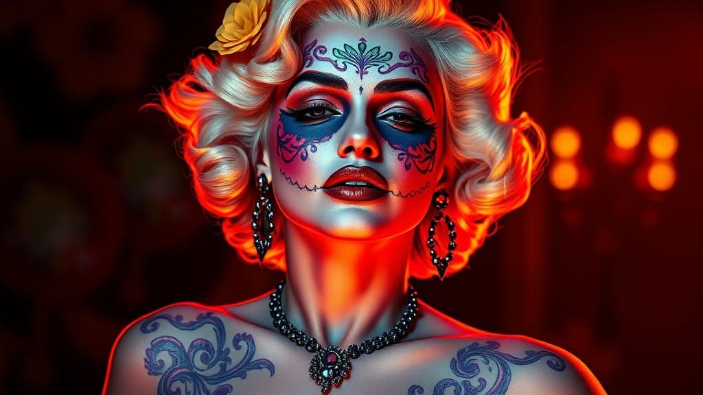 Marilyn Monroe as a Mexican Catrina Portrait