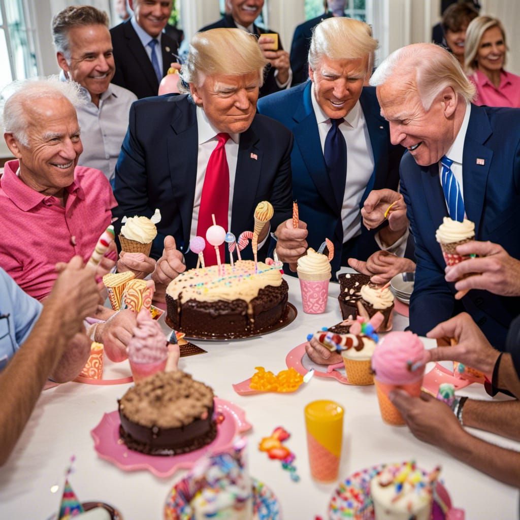 Trump and Biden Celebrate at Birthday Party