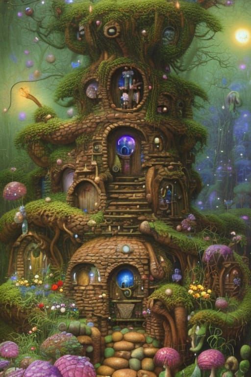 Magical Wizard's Hut in Swamp: Digital Illustration