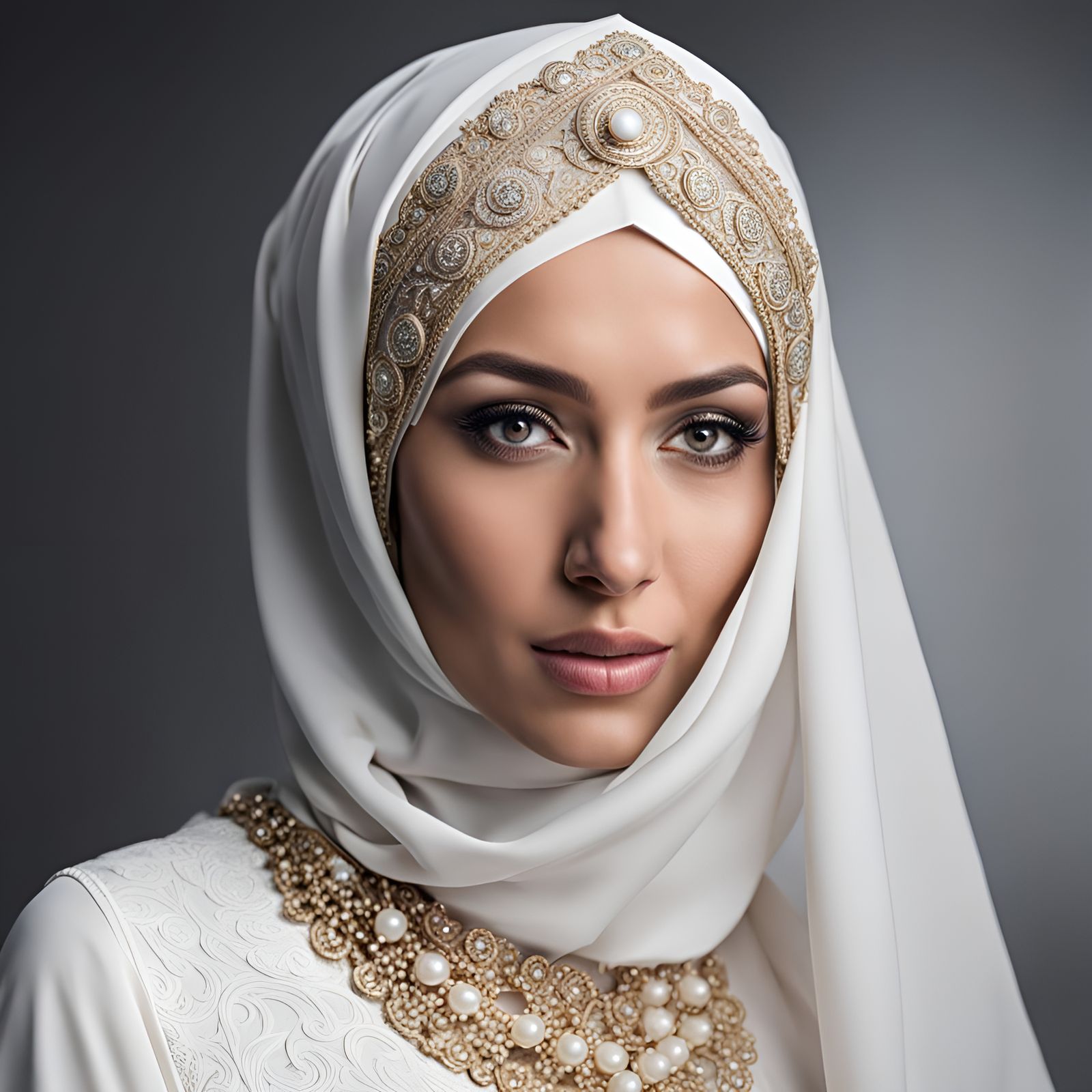 Beautiful Woman in Hijab Wearing Facemask
