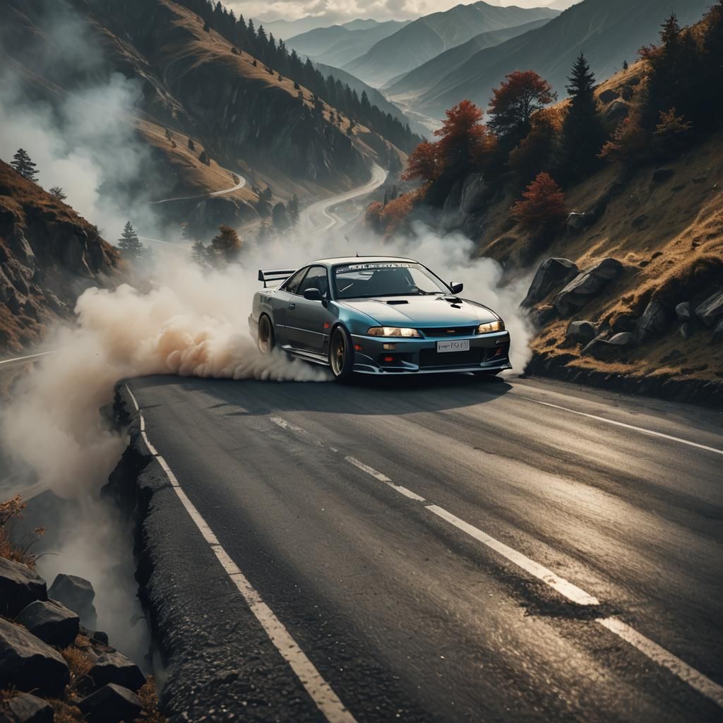 Nissan Silvia s16 Drifting: Digital Matte Painting