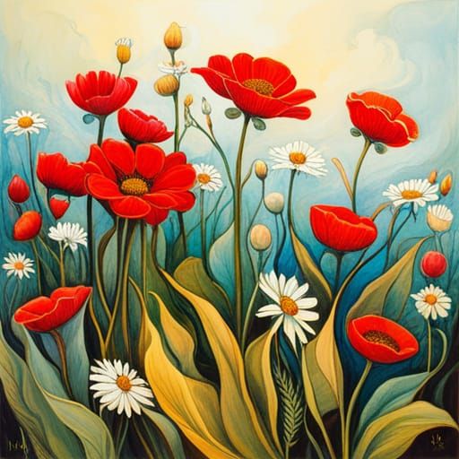 Ethereal Wildflower Meadow in Watercolor Style