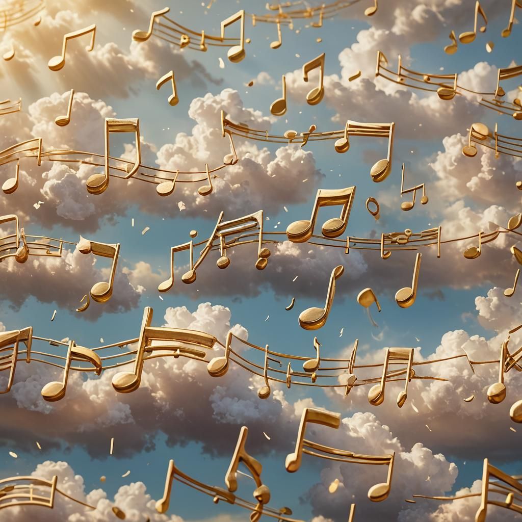 Ethereal Wooden Music Notes in Divine Light