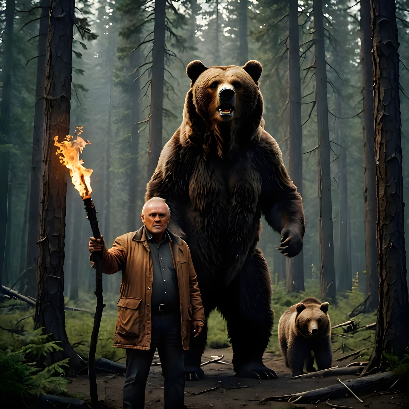 Sir Anthony Hopkins poses with the Kodiak Bear
