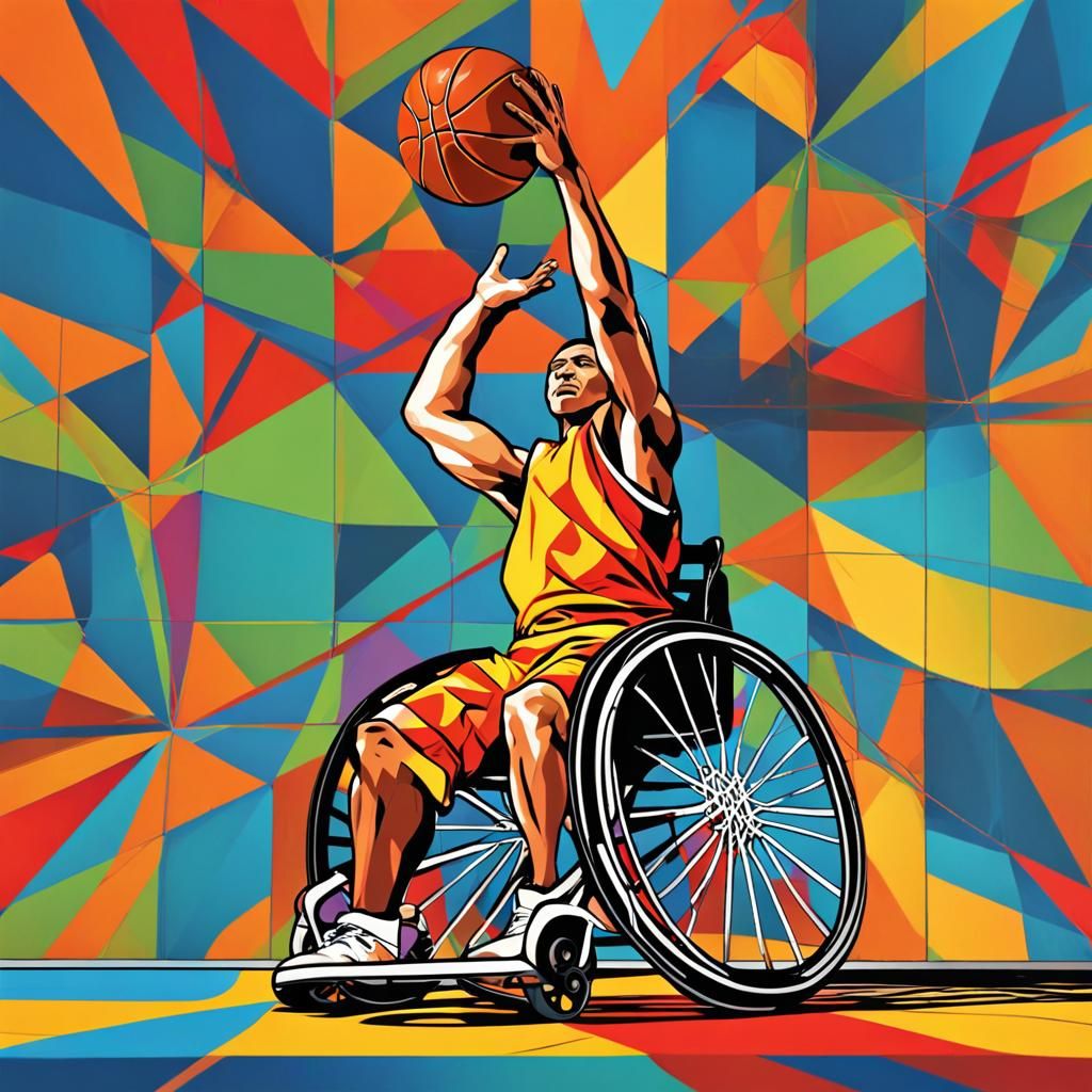 Wheelchair Basketball Dunk in Pop Art Style