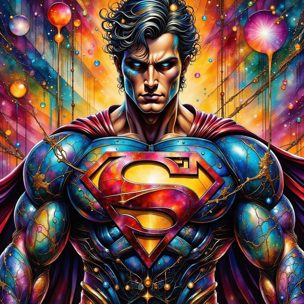 Vibrant Superman Icon in Psychedelic Style