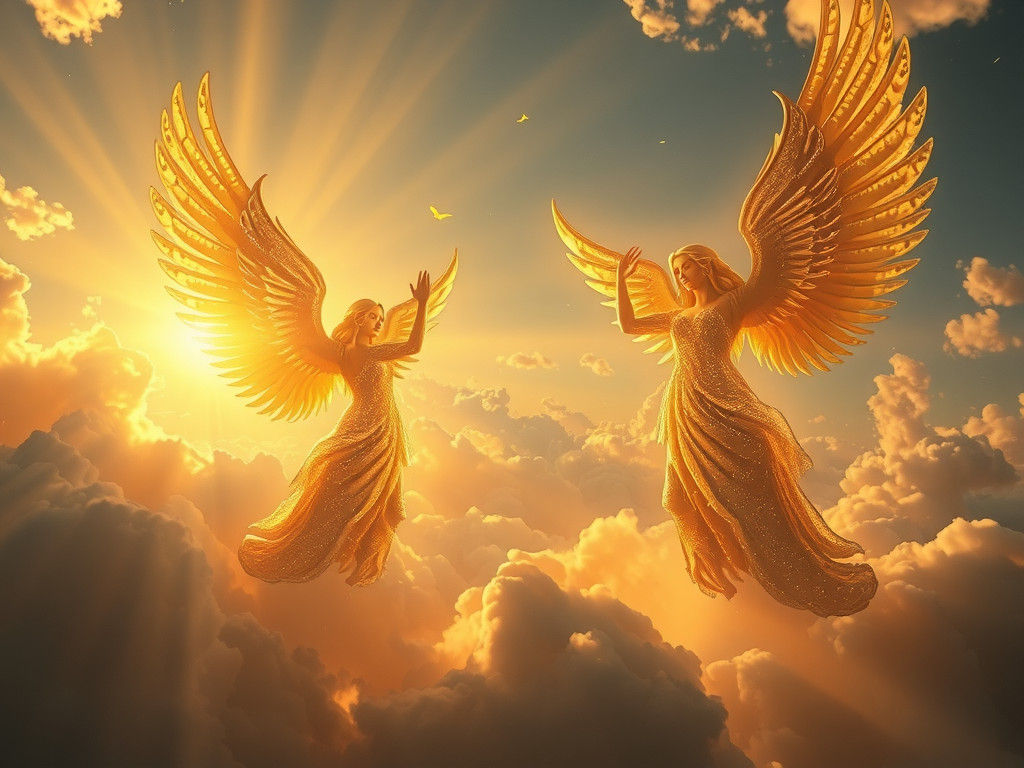 Angelic Beings Shining Light for Healing: Digital Matte Pain...