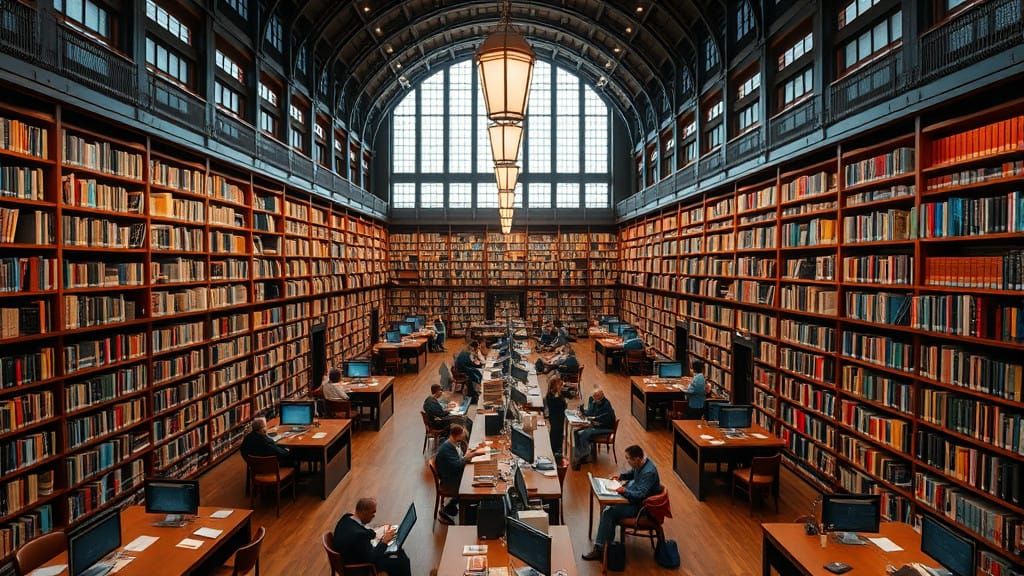 Soothing Cincinnati Library Scene in Photorealistic Style
