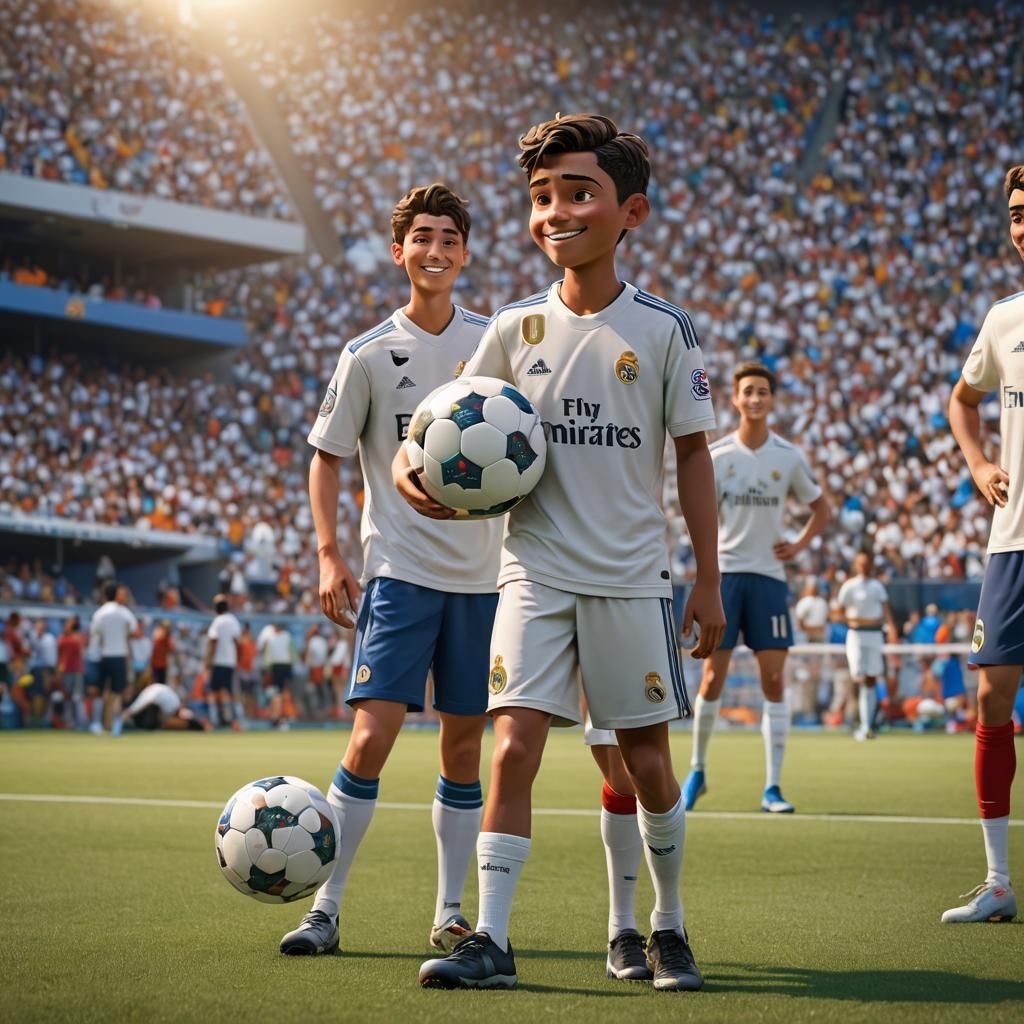 Boy Crying on Soccer Field as Pixar 3D Art