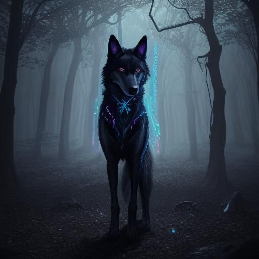 Astral Wolf in Spooky Glade Illustration