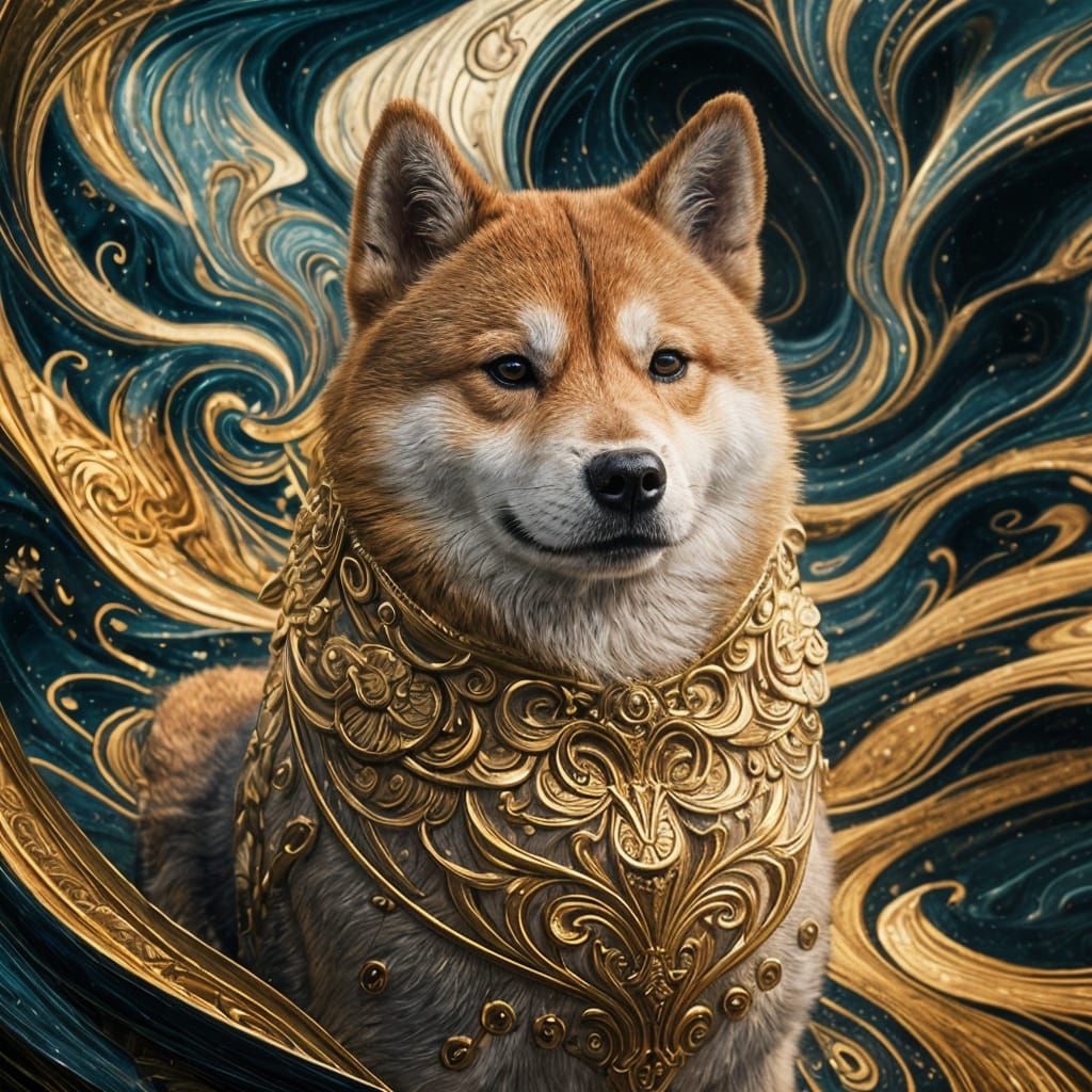 Shiba Inu Dog in Gustav Klimt Style