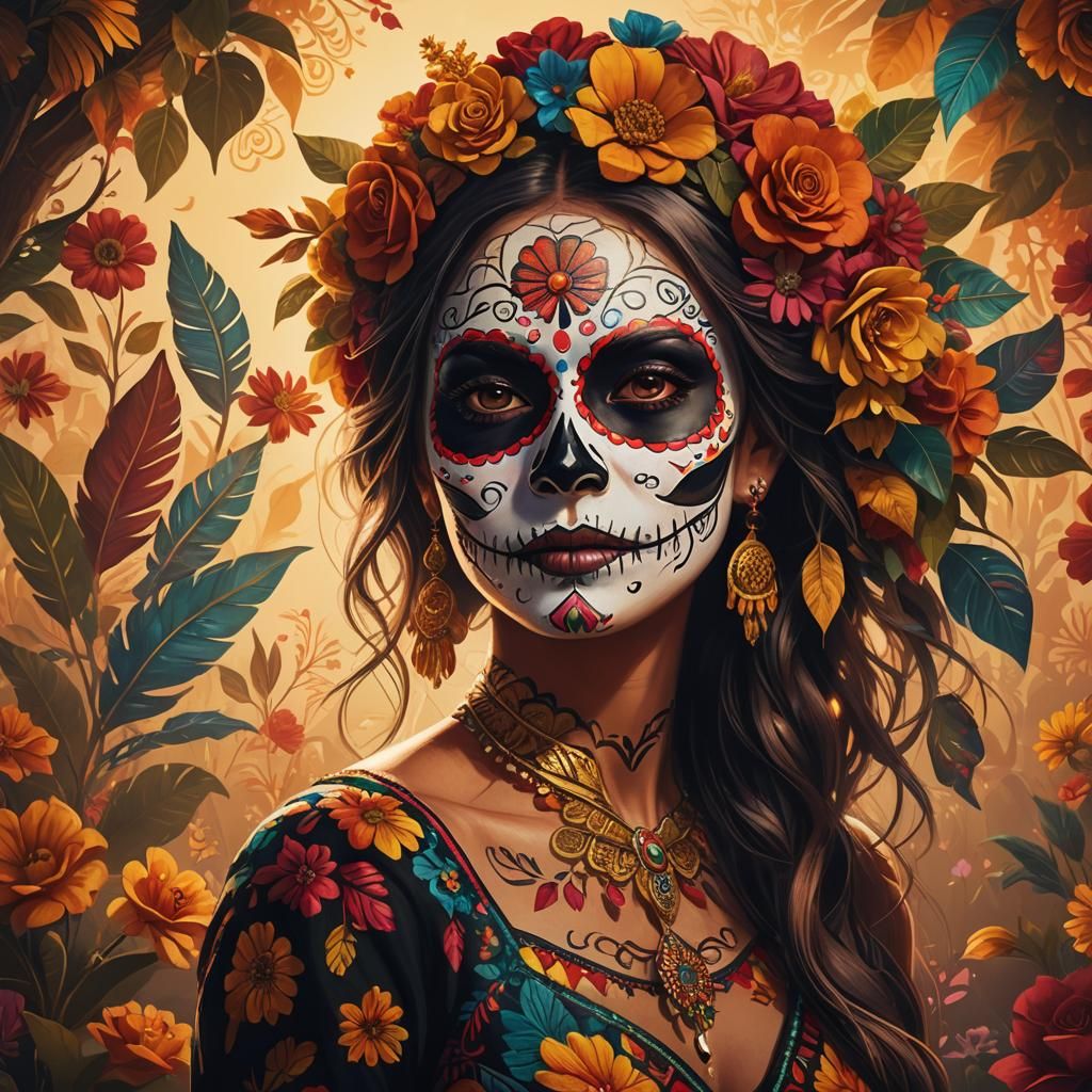 Woman with Día de los Muertos Face Paint