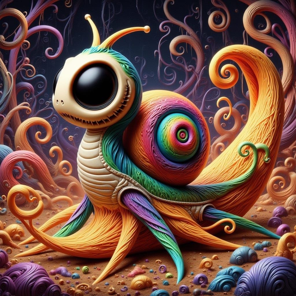 Vibrant Cosmic Snail Surfer Rides Comet Tail