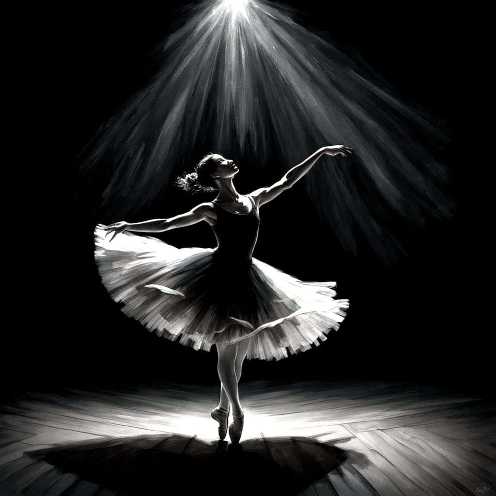 Ballerina in High Contrast Black and White