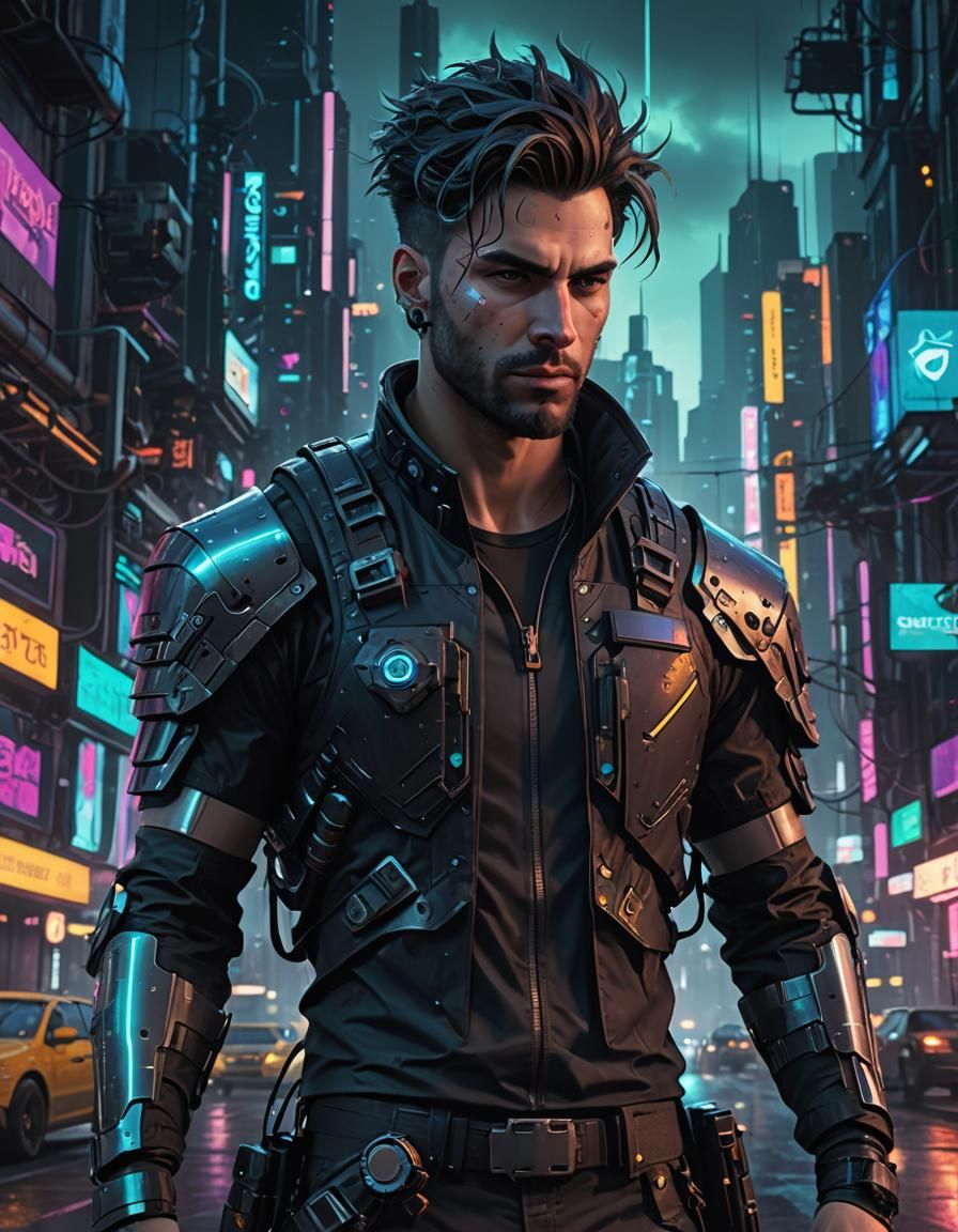 Futuristic Cyberpunk Night City Landscape